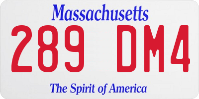 MA license plate 289DM4