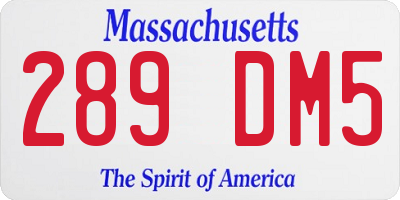 MA license plate 289DM5