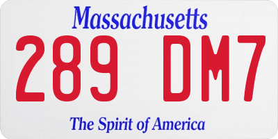 MA license plate 289DM7