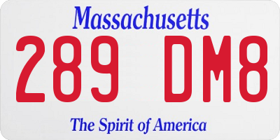 MA license plate 289DM8