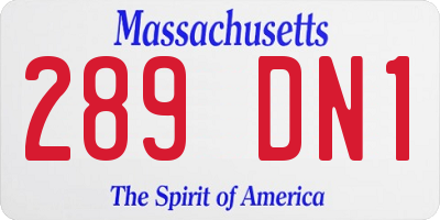 MA license plate 289DN1
