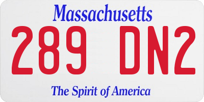 MA license plate 289DN2