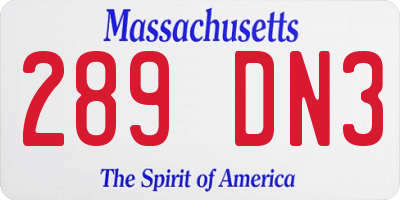 MA license plate 289DN3