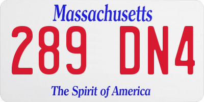 MA license plate 289DN4