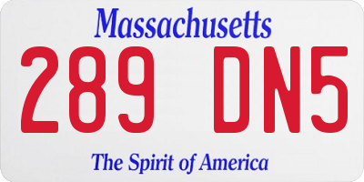 MA license plate 289DN5