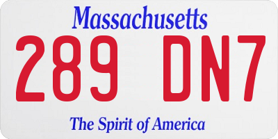 MA license plate 289DN7