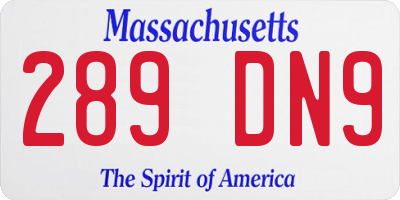 MA license plate 289DN9