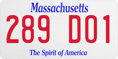 MA license plate 289DO1