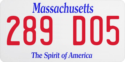 MA license plate 289DO5