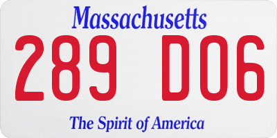 MA license plate 289DO6