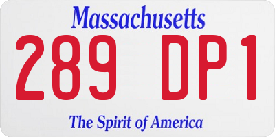 MA license plate 289DP1