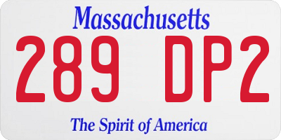 MA license plate 289DP2