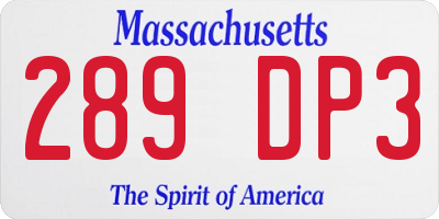 MA license plate 289DP3