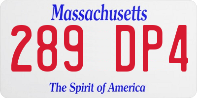 MA license plate 289DP4