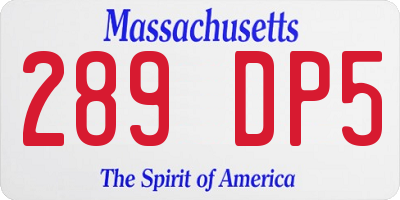 MA license plate 289DP5
