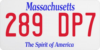MA license plate 289DP7