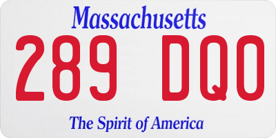 MA license plate 289DQ0