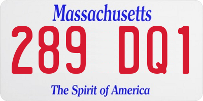 MA license plate 289DQ1