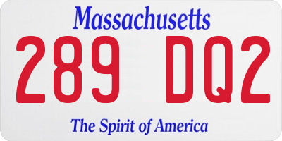 MA license plate 289DQ2