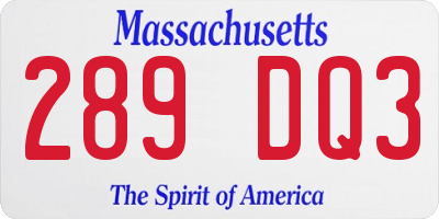 MA license plate 289DQ3