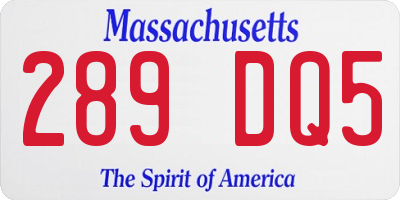 MA license plate 289DQ5