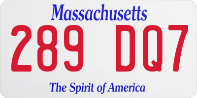 MA license plate 289DQ7