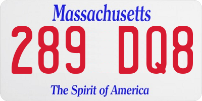 MA license plate 289DQ8