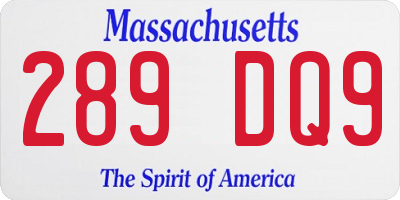 MA license plate 289DQ9