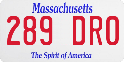 MA license plate 289DR0