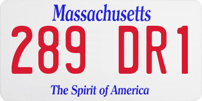 MA license plate 289DR1