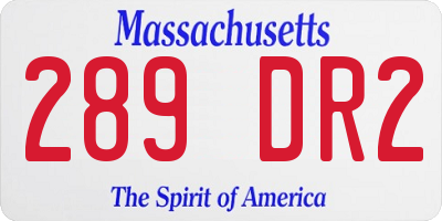 MA license plate 289DR2