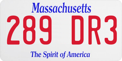 MA license plate 289DR3