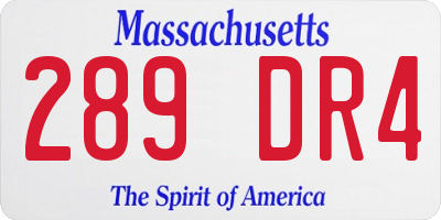 MA license plate 289DR4
