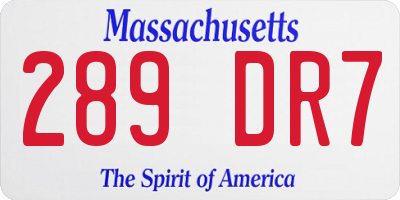 MA license plate 289DR7