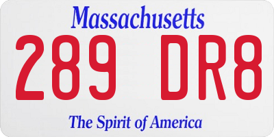 MA license plate 289DR8