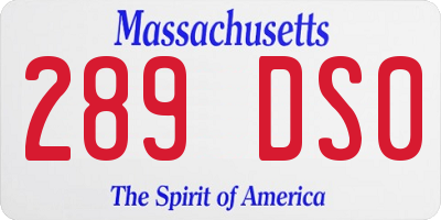 MA license plate 289DS0