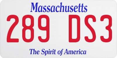 MA license plate 289DS3