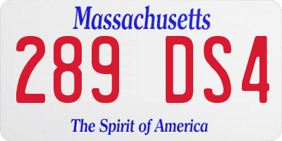 MA license plate 289DS4