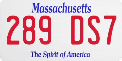 MA license plate 289DS7