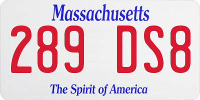 MA license plate 289DS8