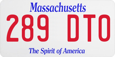 MA license plate 289DT0