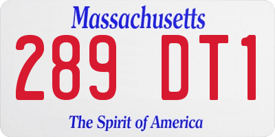 MA license plate 289DT1