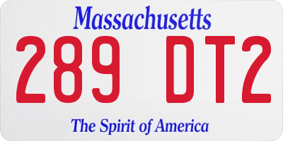 MA license plate 289DT2