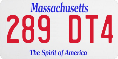 MA license plate 289DT4