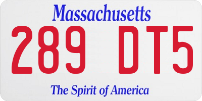 MA license plate 289DT5