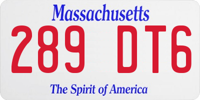 MA license plate 289DT6