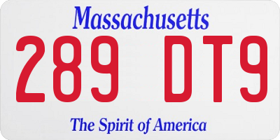 MA license plate 289DT9