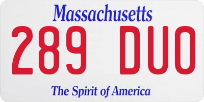 MA license plate 289DU0