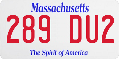 MA license plate 289DU2