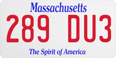 MA license plate 289DU3